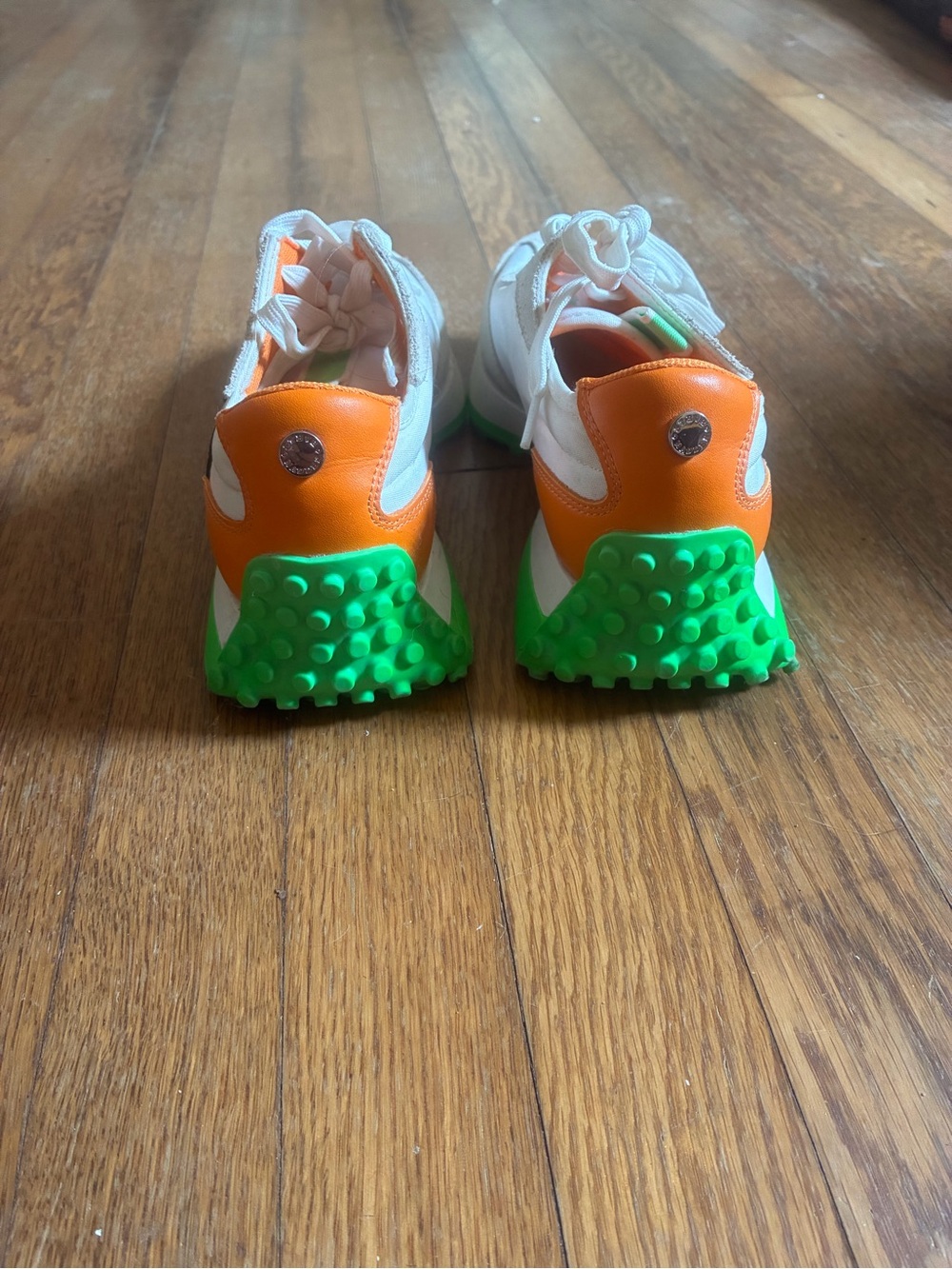 Steve Madden Cream Sneakers with Black, Orange & Lime Accents - Picture 4 of 6